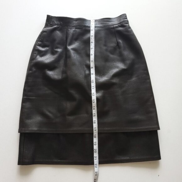 Vintage black brown tiered leather skirt - Picture 7 of 11